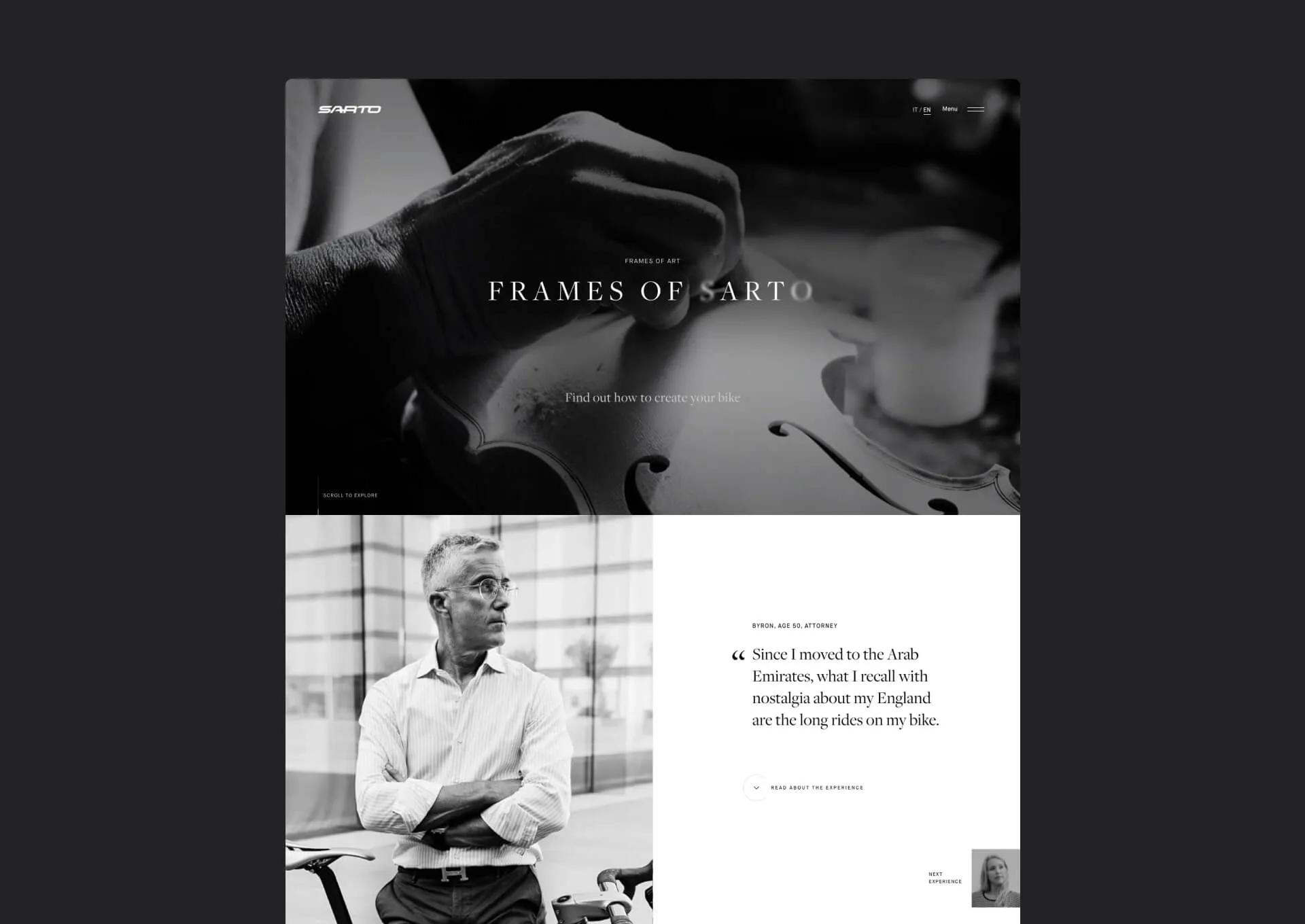 Sarto website screenshot.
